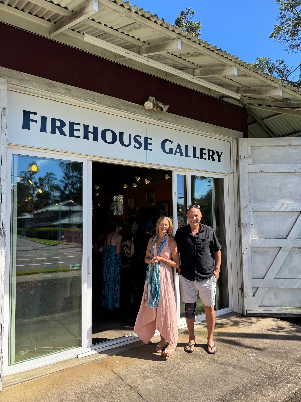 Sasha Chichagov with his mentor Laura McClanahan at the Firehouse Gallery entrance